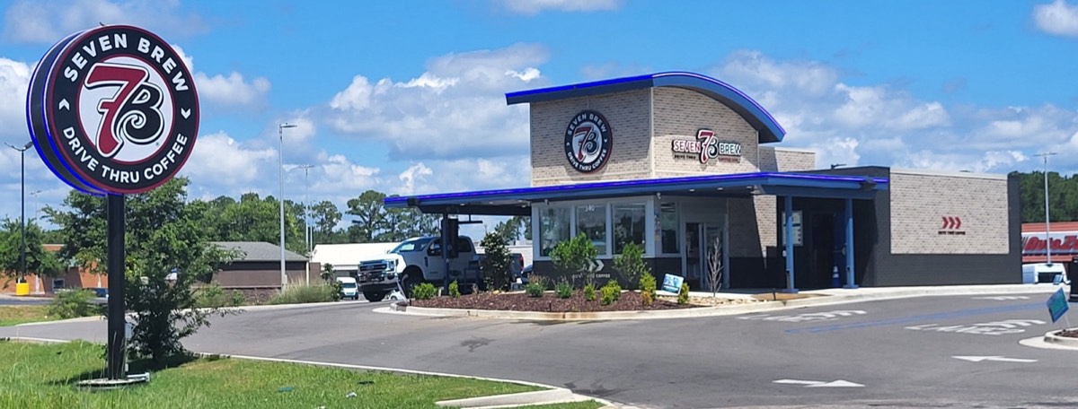 The new 7 Brew coffee stand in Waveland