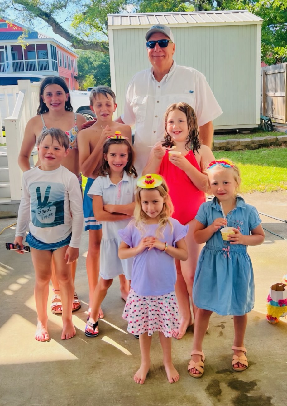 Jay Trapani with his grandchildren, June 2025