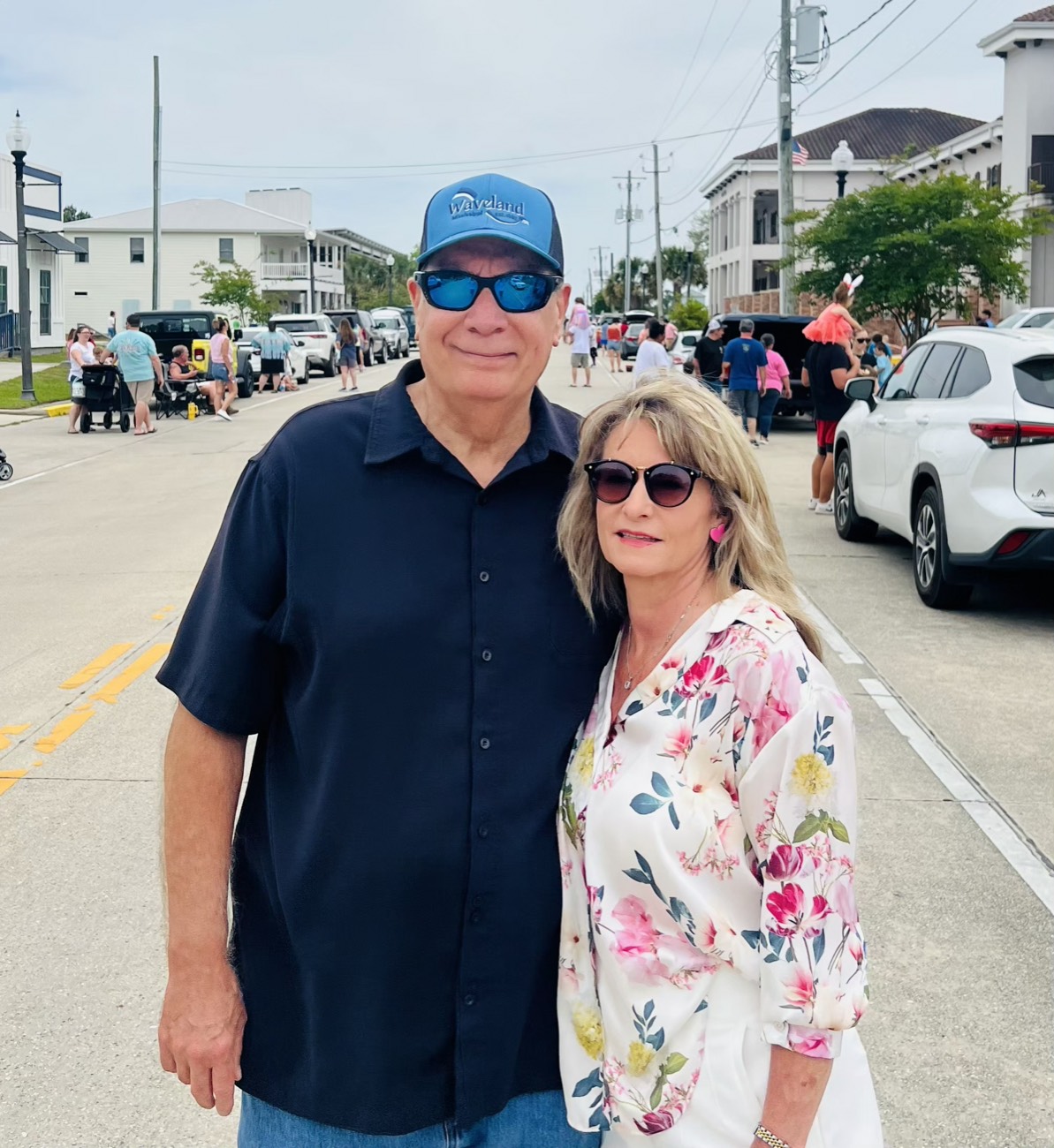 Mayor Jay Trapani and his wife Colleen at a parade in downtown Waveland